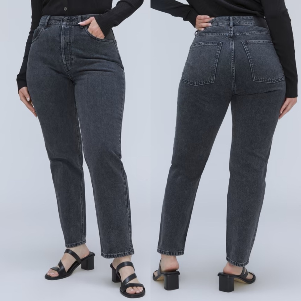 NWT Everlane The Curvy 90s Cheeky Straight Leg Jeans Washed Black